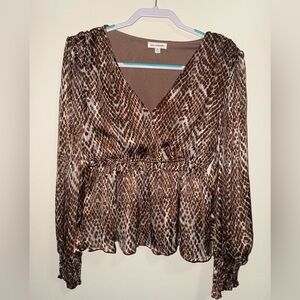 Blu Pepper Brown Animal Print Blouse